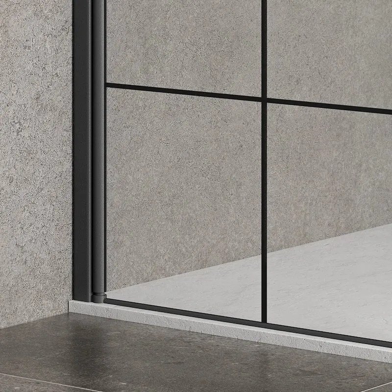 Kamalu - Box doccia 120x80 colore nero. Porta da 80cm fisso da 120cm NICO-3500