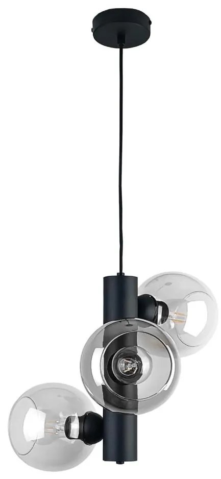 Lampadario a sospensione con filo TUBE 3xE27/60W/230V nero/limpido