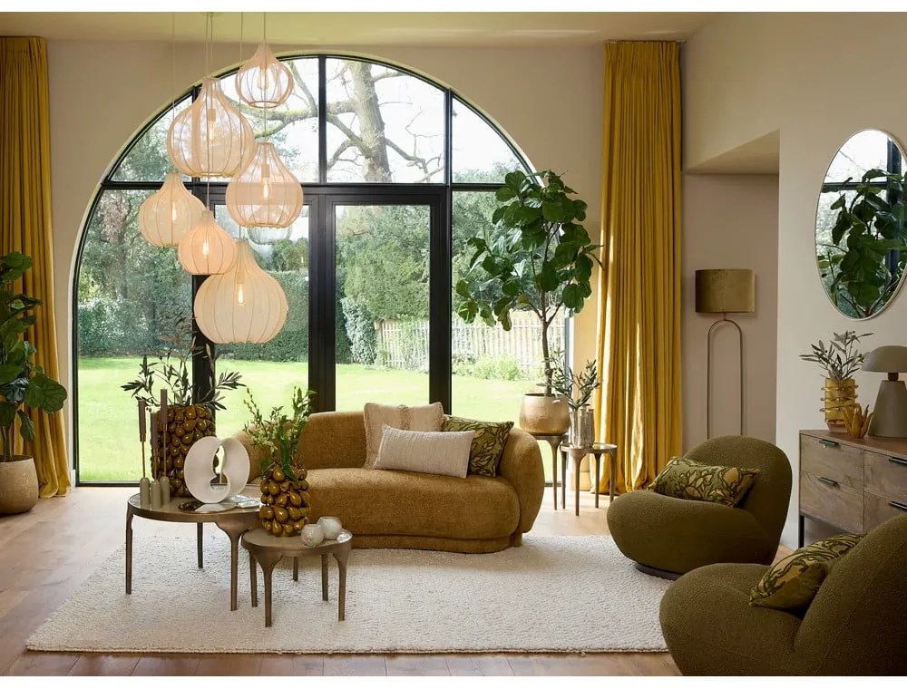 Lampadario beige con paralume in tessuto ø 39 cm Elati - Light &amp; Living