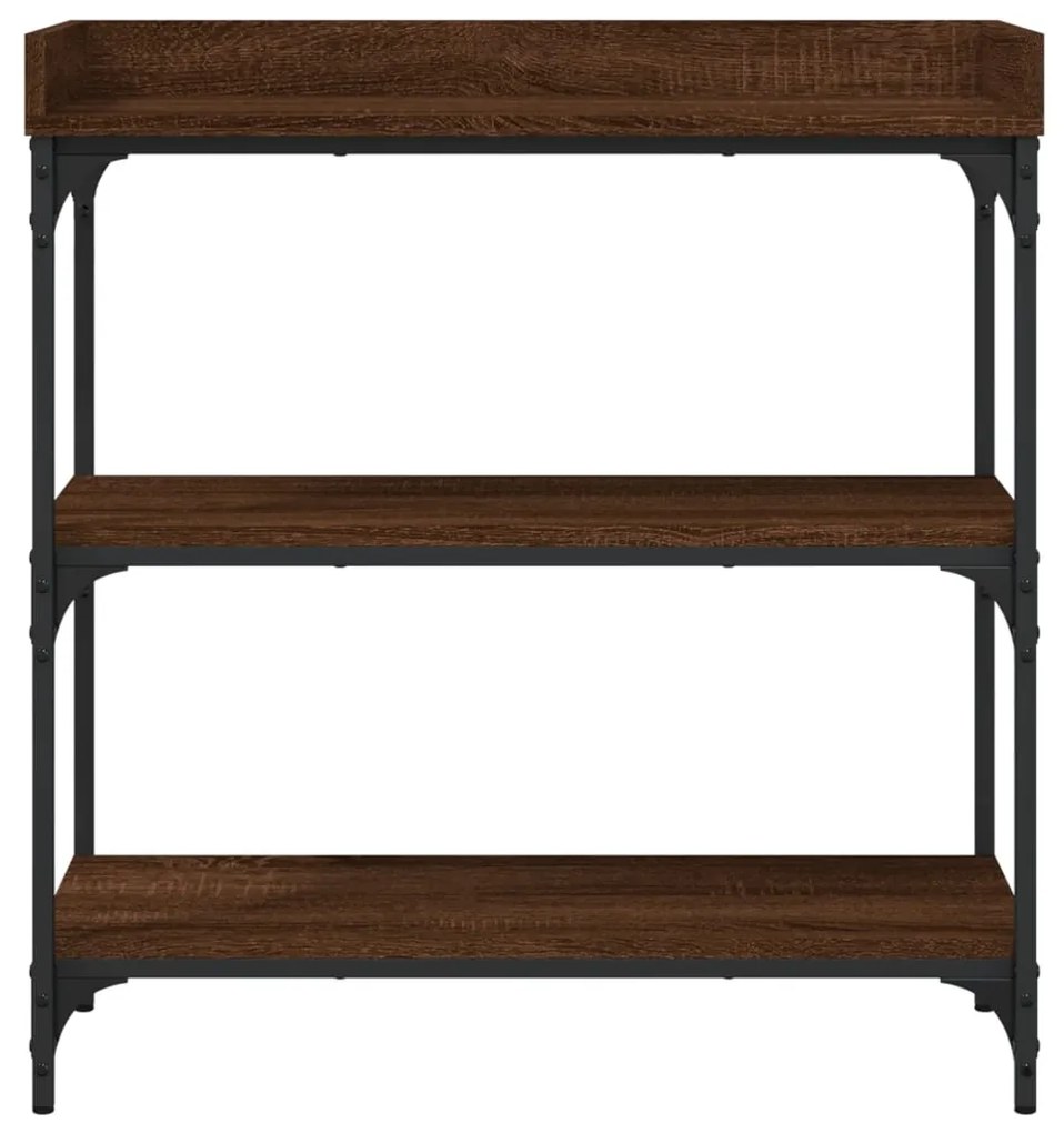 Tavolino consolle con ripiani rovere marrone 75x30x80 cm