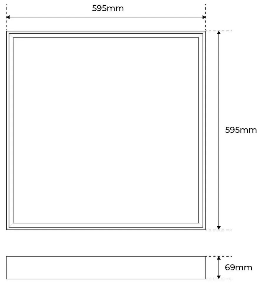 Plafoniera LED 60x60 40W IP40 110lm/W No Flickering da soffitto