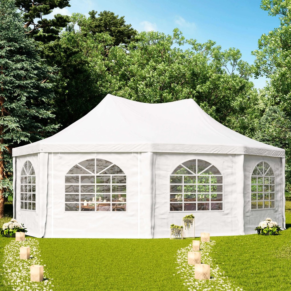 TOOLPORT Gazebo pagoda 5x6,8 m, telo in PVC, bianco - (1067)