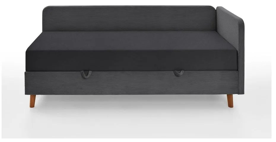 Letto singolo imbottito grigio scuro con contenitore con materasso incluso 90x200 cm Cabana – Meise Möbel