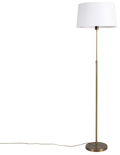Lampada da terra in bronzo con paralume in lino bianco 45 cm regolabile - Parte
