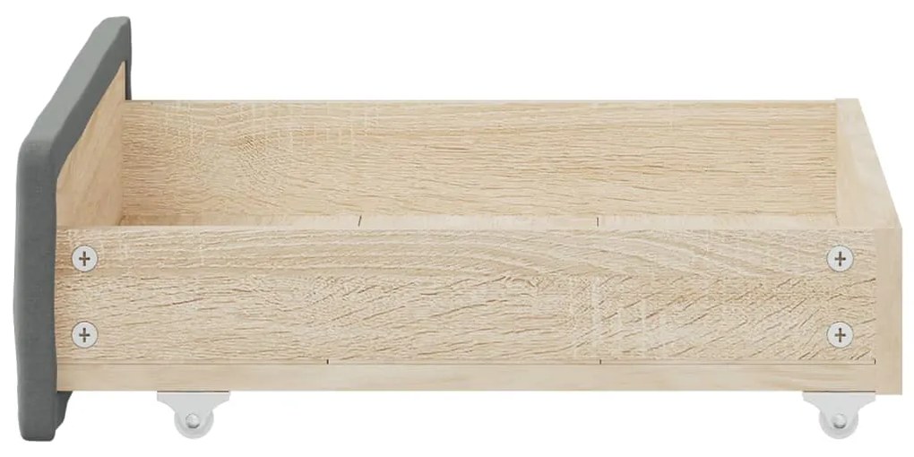 Cassetti da letto 2pz grigio scuro legno multistrato e tessuto