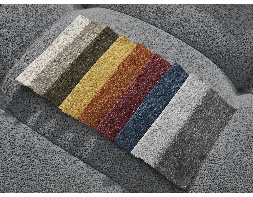 Divano angolare grigio allungabile/con contenitore (con penisola a destra/con chaise lounge) con rivestimento in ciniglia Roxelane – Bobochic Paris