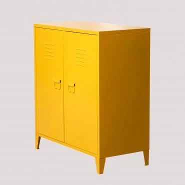 Credenza armadietto a 2 ante Pohpli in acciaio Giallo Curry - Sklum