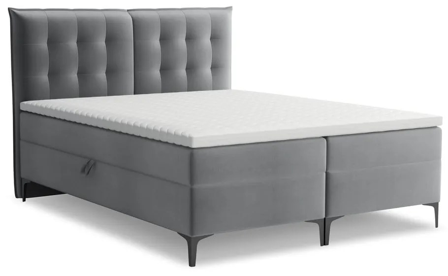 Letto boxspring grigio con contenitore 140x200 cm Mikana – Makamii