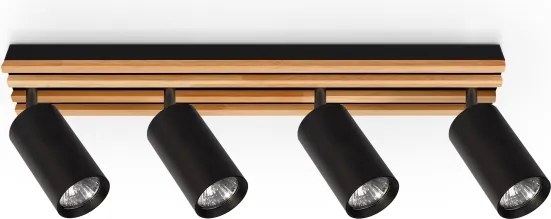 Brilagi - Faretto SELE WOOD ACOUSTIC 4xGU10/30W/230V nero/legno