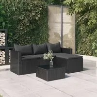 Set Divani da Giardino Nero in Polyrattan 362330