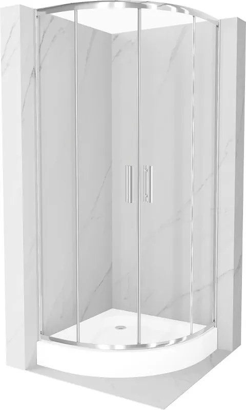 Mexen Rio cabina doccia semicircolare 70 x 70 cm, trasparente, cromo + piatto doccia, bianco - 863-070-070-01-00-4710