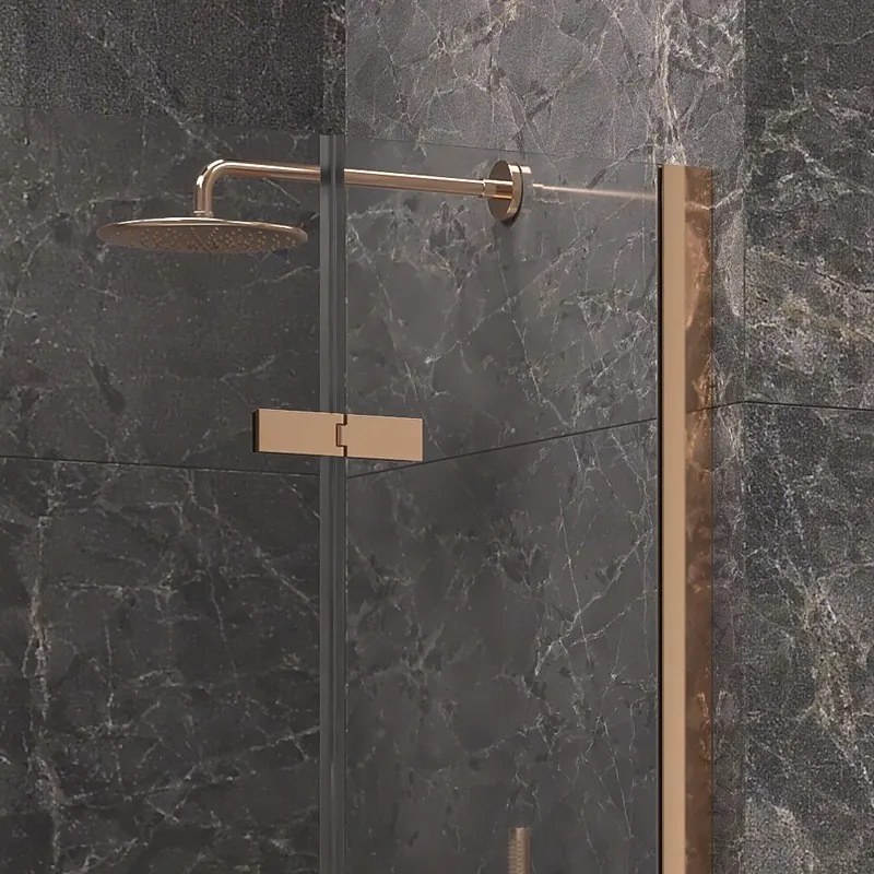 Porta doccia 140cm battente e 2 fissi oro rosa spazzolato | KT6000RG - KAMALU