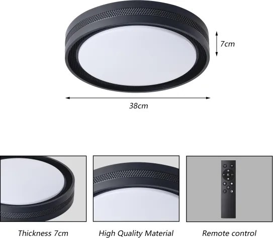 Brilagi - Plafoniera LED dimmerabile KREON LED/54W/230V 3000-6000K nero Ø 38 cm + telecomando