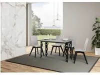 Tavolo da Pranzo Karamay Double 120x45 Allungato 120x90 in Nobilitato e Ferro Colore: Cemento