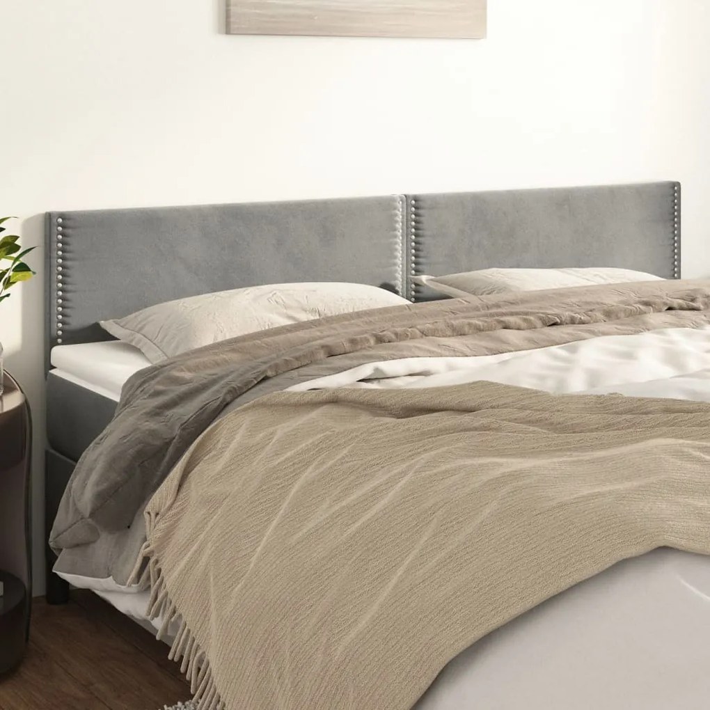 Testiera 2 Pz Grigio Chiaro 90x5x78/88 Cm İn Velluto /