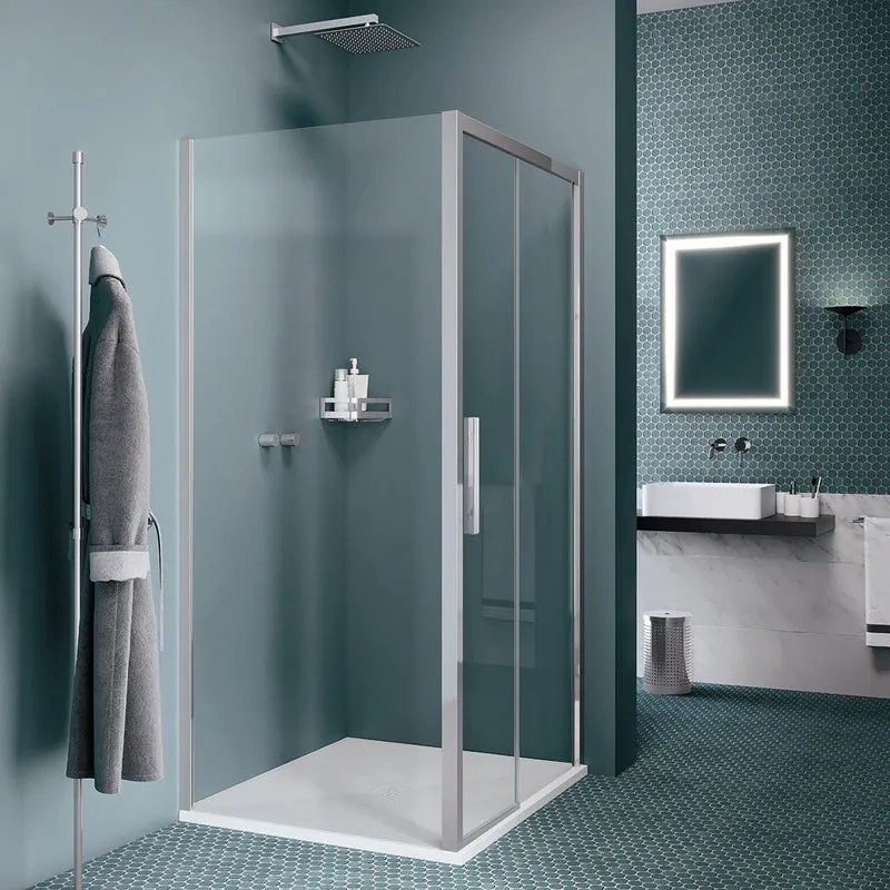 Lato fisso per box doccia Record H 196.5 cm X 77,5-79,5cm vetro trasparente profilo cromo dx