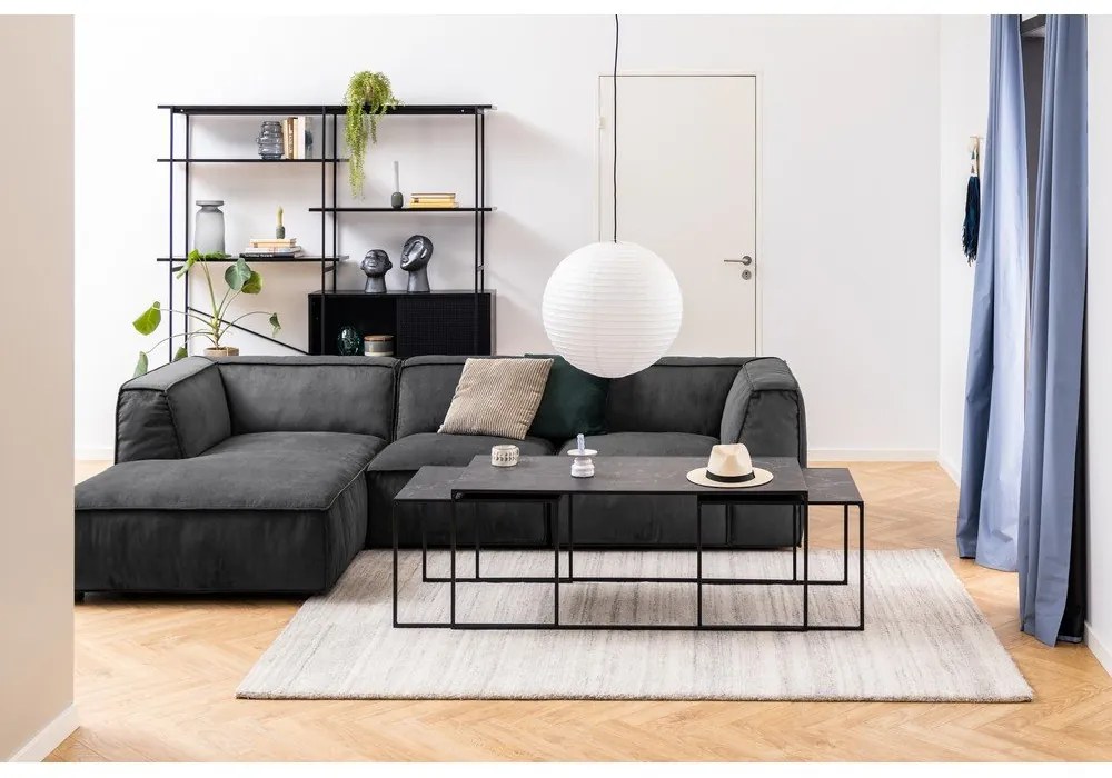 Set di tavolini da salotto color nero opaco con piano effetto marmo 3 pz 60x120 cm Infinity – Actona