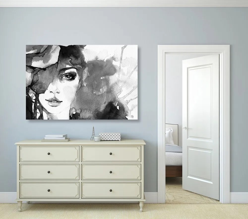 Quadro su tela – Ritratto di donna in bianco e nero