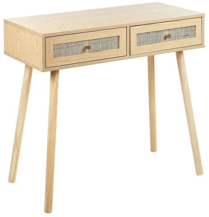 Tavolino consolle legno chiaro 88 x 40 cm ODELL Beliani