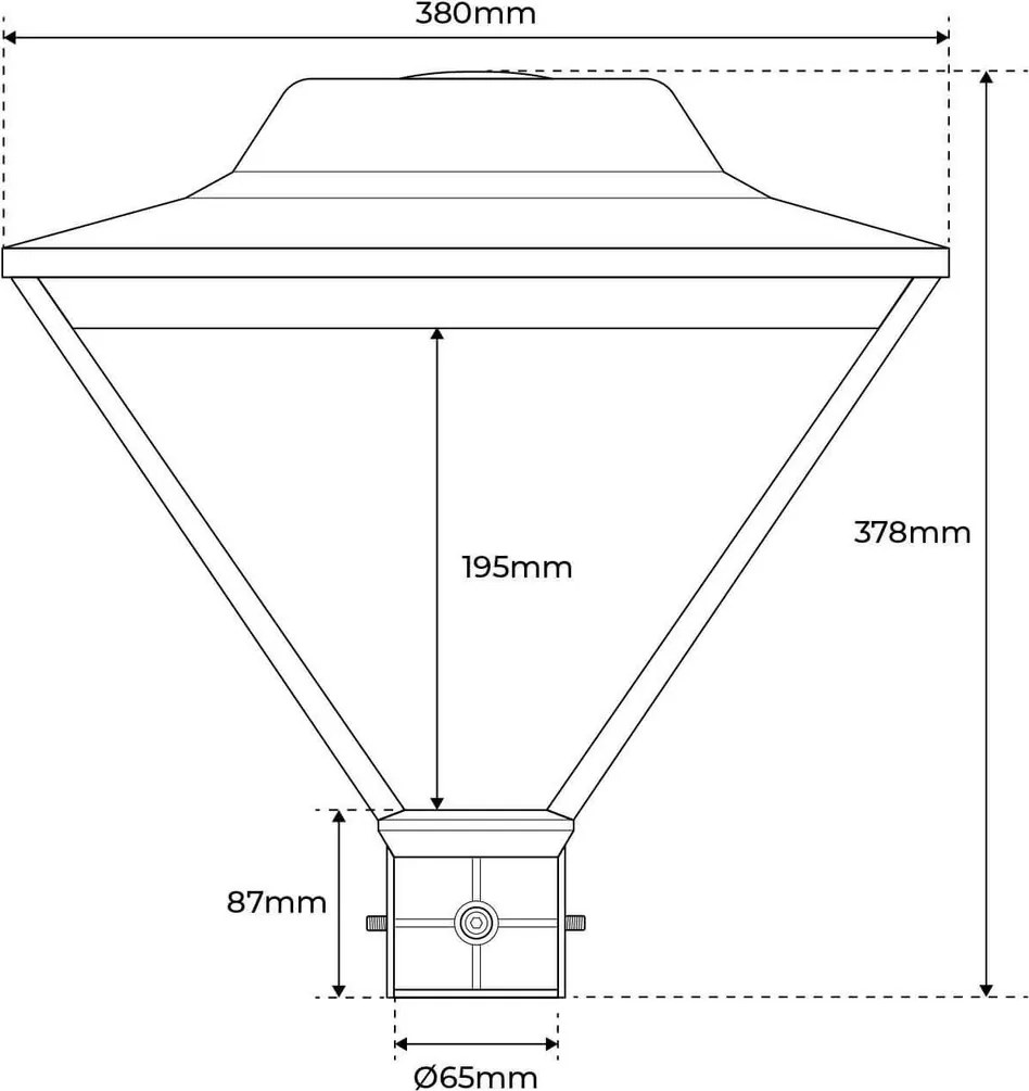 Lampione 50W 130lm/w No Flickering IP65 DIMMERABILE 0-10V Colore Bianco Caldo 3.000K
