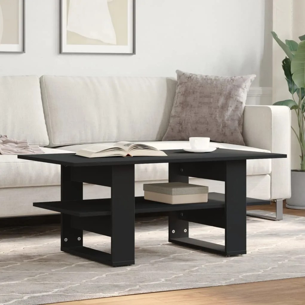 Tavolino da salotto nero 102x55x42 cm in legno multistrato