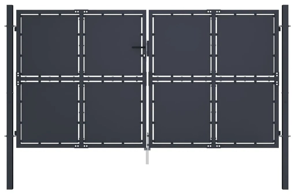 Cancello Per Giardino İn Acciaio 300x150 Cm Antracite /