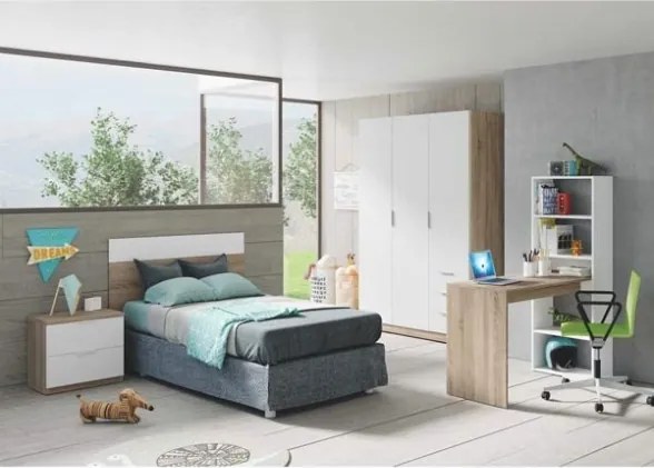 Scrivania Libreria Reversibile 144x120x53 Effetto Legno Bianco E Rovere Duplo