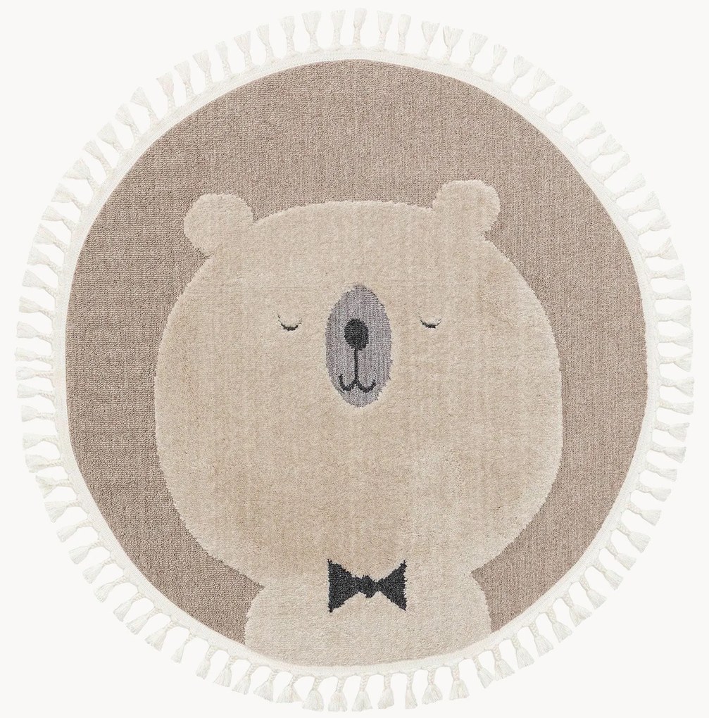 Tappeto rotondo per bambini con nappe e motivo in rilievo Momo