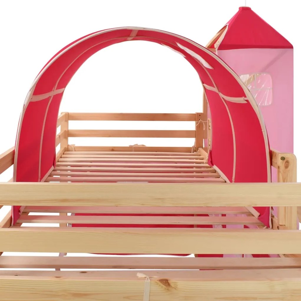 Letto a castello per bambini scivolo e scala in pino 208x230 cm