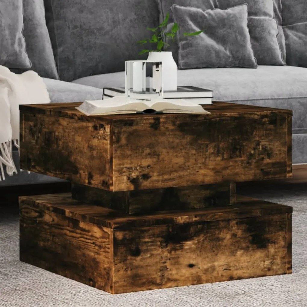 Tavolino Da Soggiorno Con Luci Led Rovere Sonoma 50x50x40 Cm /