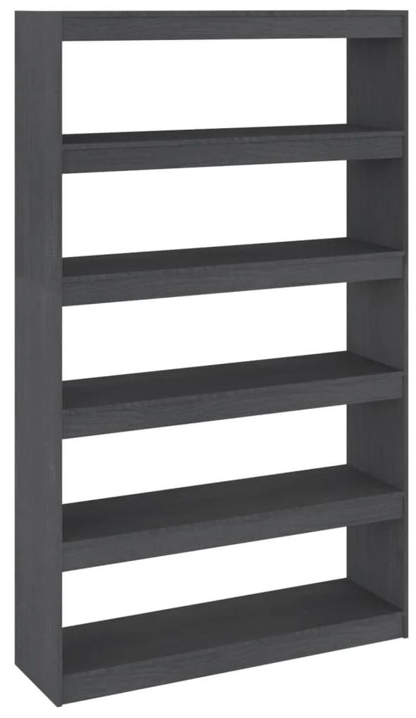 Libreria/divisorio grigio 100x30x167,5 cm in massello di pino