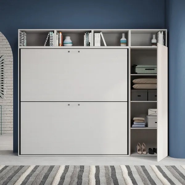 Letto a castello NABOR a scomparsa Bianco Frassino Composizione I