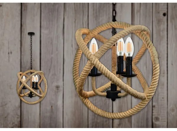 LED Lampadario a sospensione con catena ROPE GLOBO 3xE14/4,3W/230V