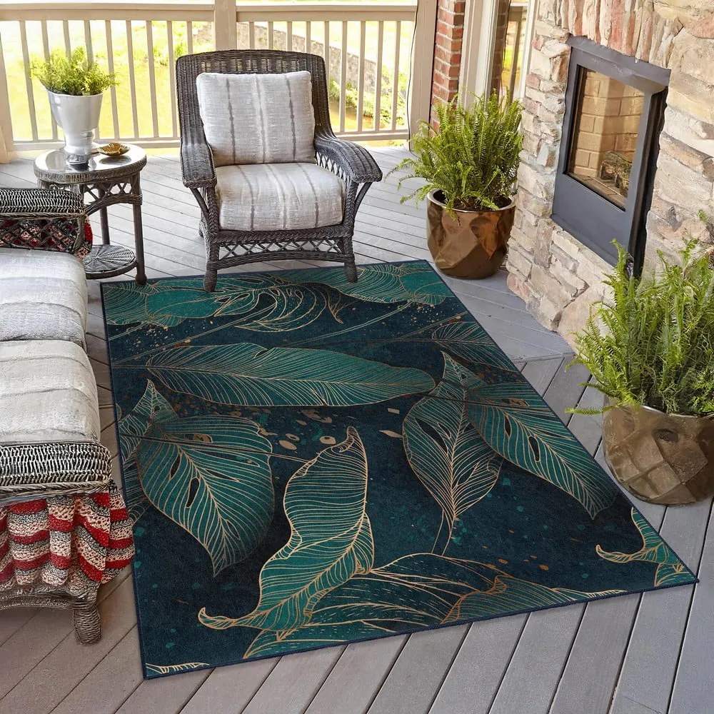 Tappeto color petrolio lavabile 80x150 cm Midnight Jungle – Mila Home