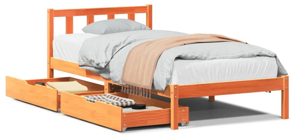 Letto senza materasso marrone cera 90x190 cm in legno di pino