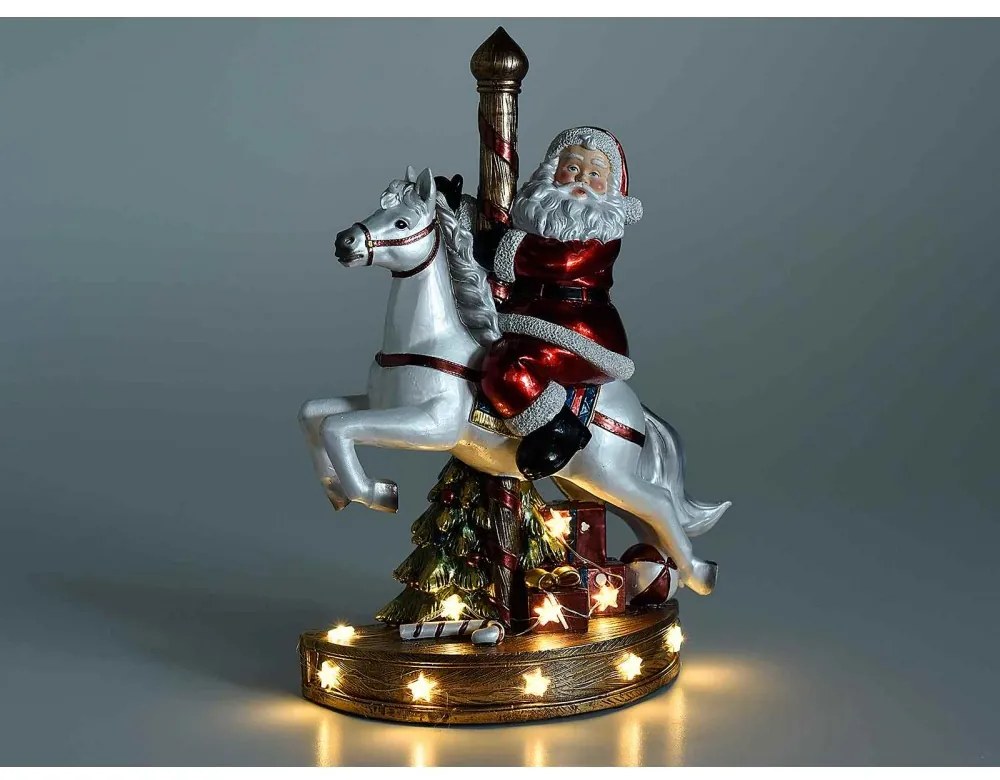 Carillon Babbo Natale a Cavallo con Luci e Musica