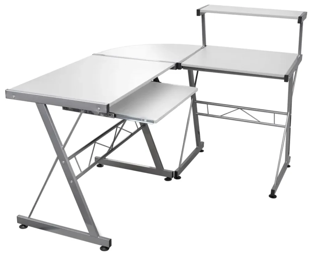 Scrivania computer angolare bianca 132x112x99 legno multistrato