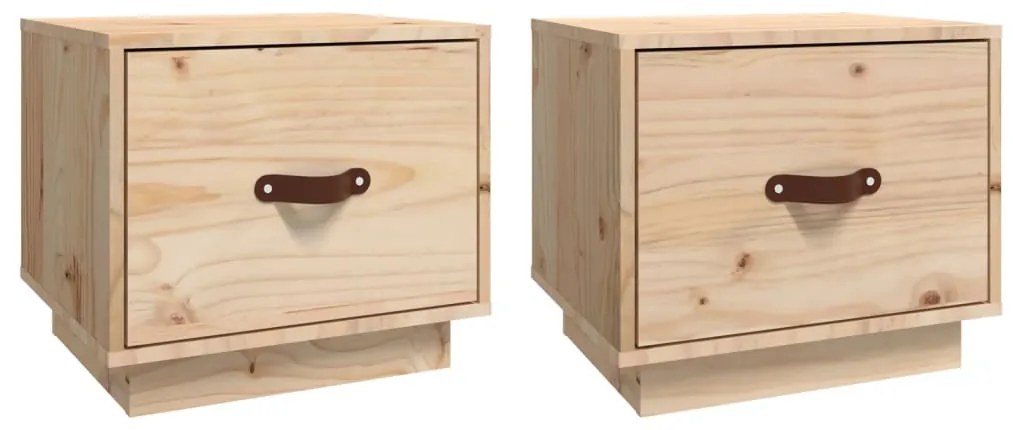 Comodini 2 pz 40x34x35 cm in legno massello di pino