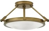 Lampadario Contemporaneo Collier Acciaio Ottone Antico Vetro 3 Luci E14