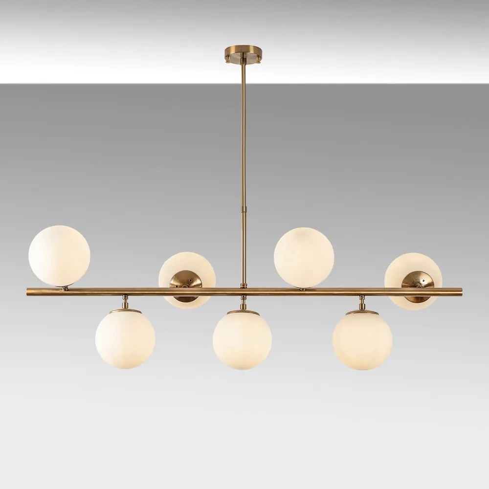 Lampadario bianco/color ottone con paralume in vetro Fazli – Opviq lights