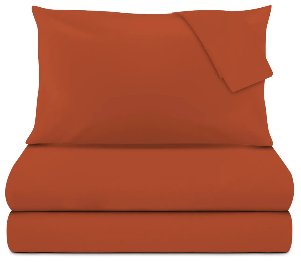 Completo letto matrimoniale cotone raso ruggine