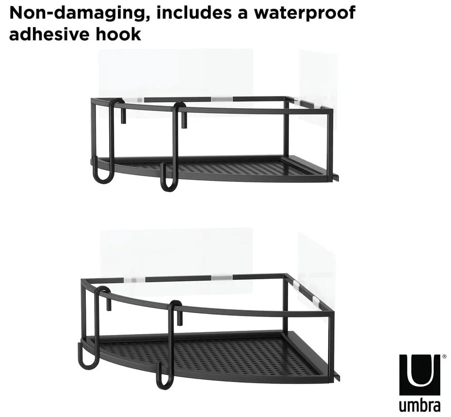 Mensole angolari nere autoportanti in acciaio per bagno 2 pezzi Cubiko - Umbra