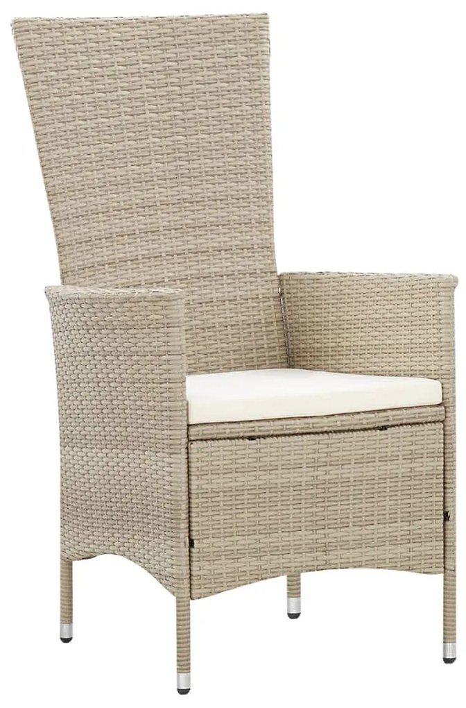 Set da pranzo da giardino 9 pz con cuscini in polyrattan beige