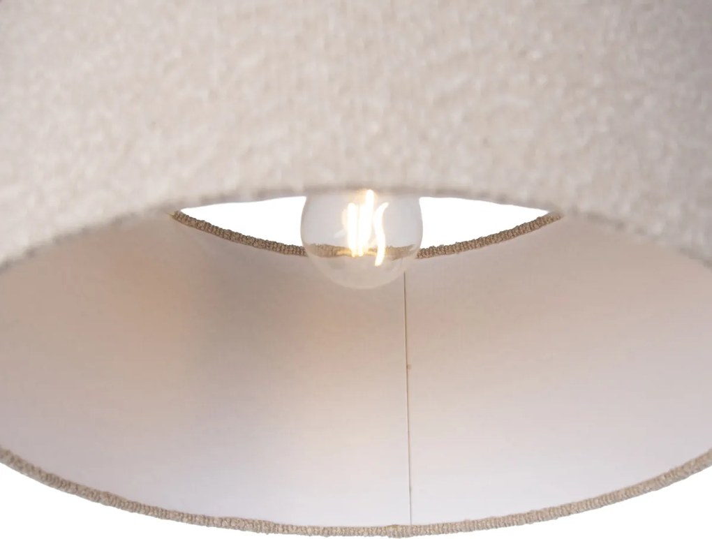 Lampada a sospensione nera con tessuto teddy beige 35cm 3 luci - Cava