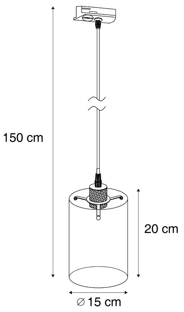 Faretto moderno bronzo scuro con vetro ambrato per sistema a binario monofase - Iconic Dome