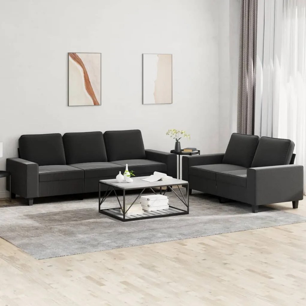 Set Di Divani 2 Pz Nero İn Tessuto /