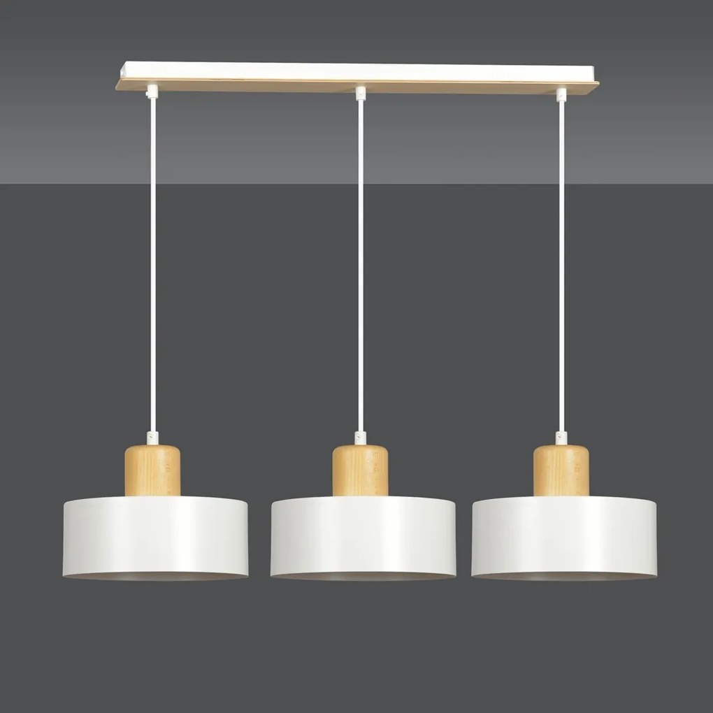 Lampadario a Sospensione in Acciaio e Legno TORIN 3 3xE27