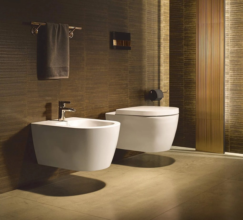 Duravit ME by Starck coppia sanitari sospesi bidet e vaso senza brida con sedile rallentato ceramica bianco opaco