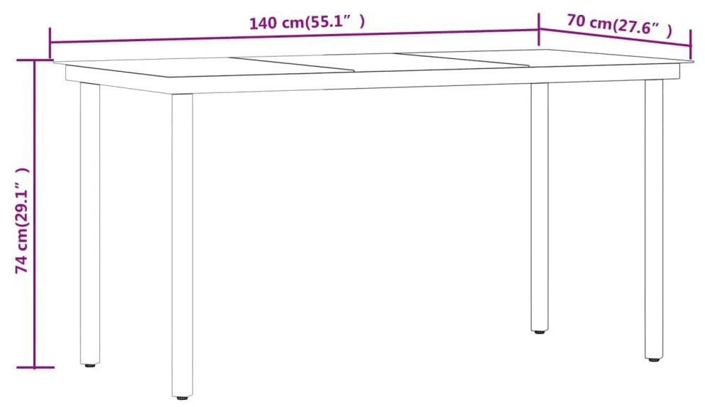 Set da Pranzo per Giardino 5 pz con Cuscini Marrone e Nero