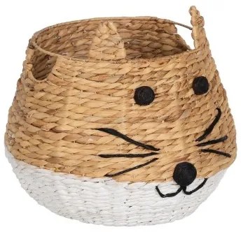 Cesto Gatto Bianco Nero Beige Fibra naturale 41 x 41 x 38 cm